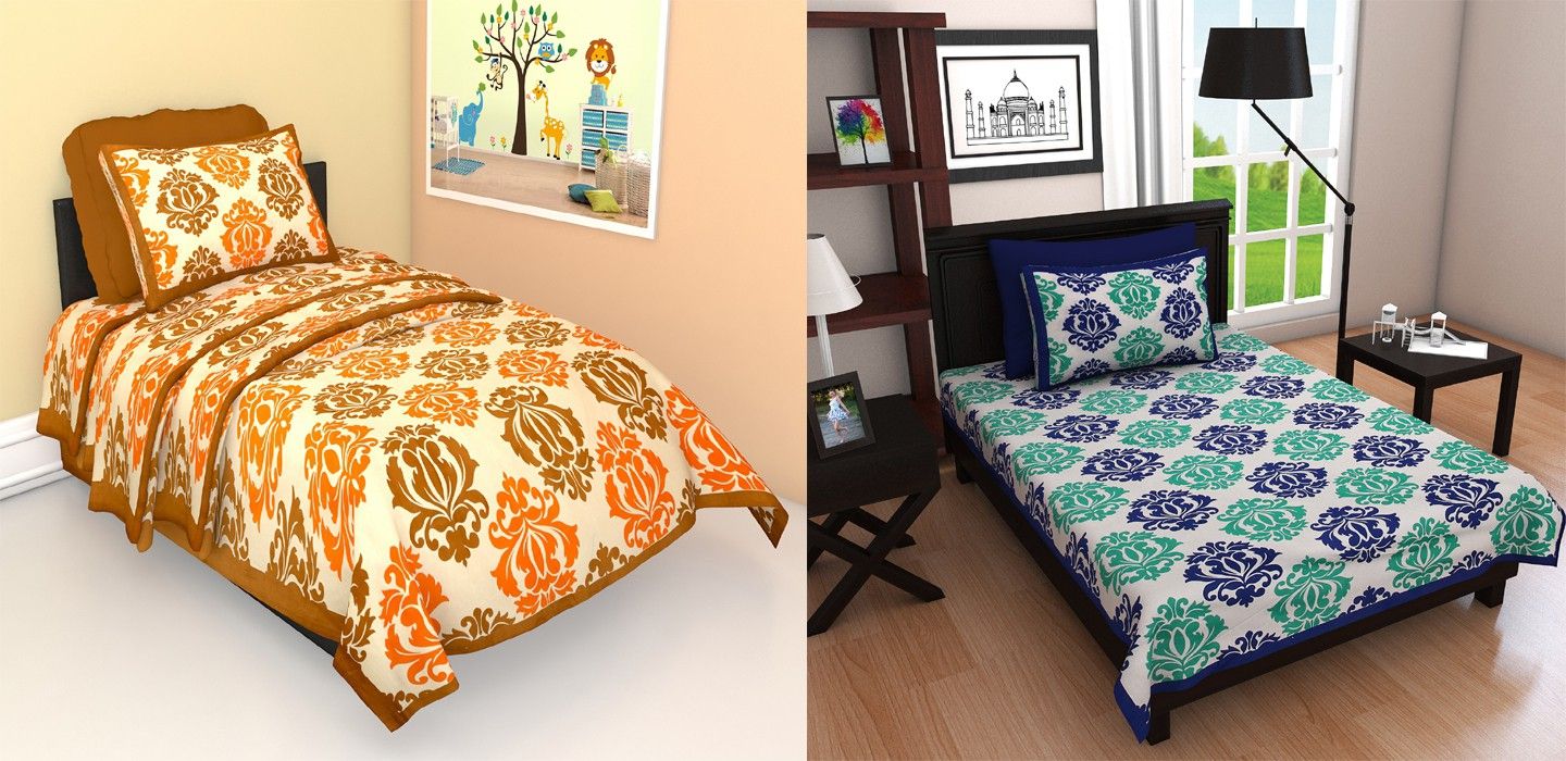 riya fabrics 140 TC Cotton Single Printed Flat Bedsheet-picture-12