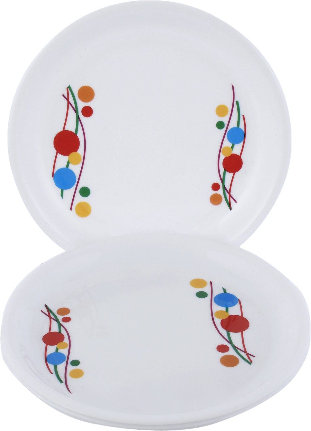 kuber industries Printed Small Round 3 Pieces Unbreakable Virgin Plastic Microwave Safe Dinner/Serving Plates (White) Dinner Plate-picture-13