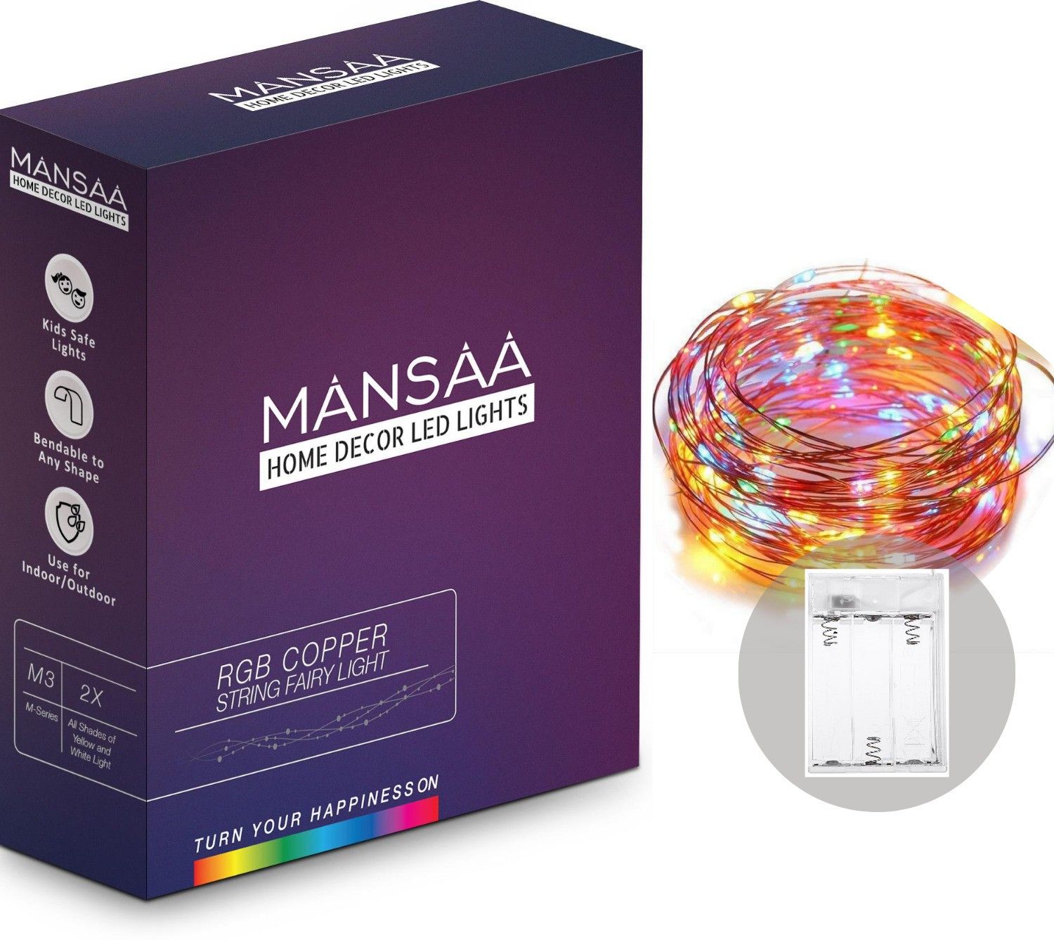 30 LEDs 3.05 m Multicolor Steady String Rice Lights-image-0