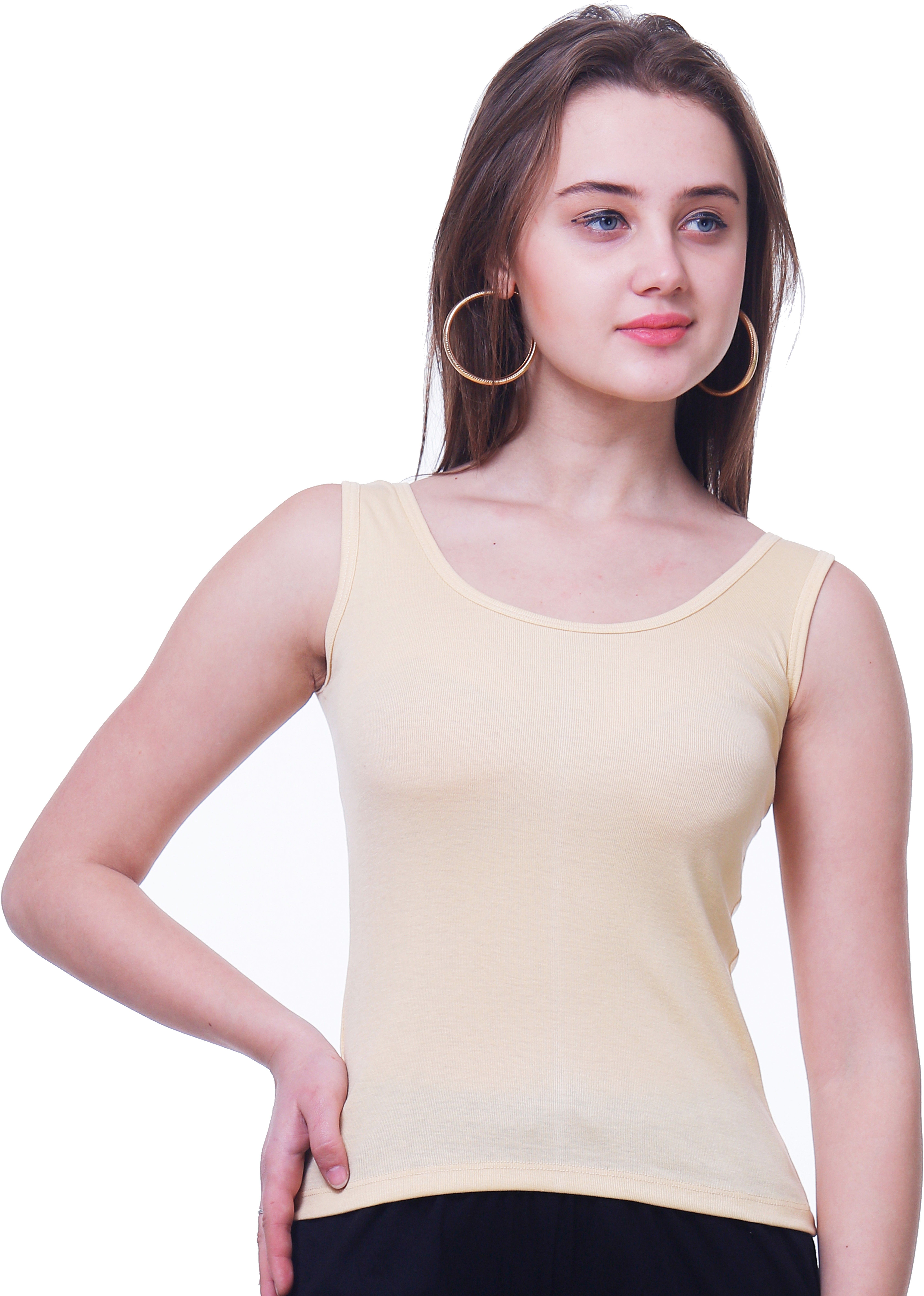 Women Beige Tank Top/Vest-image-15