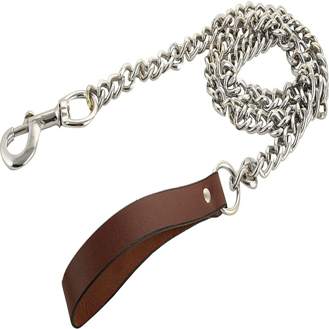 dogtrust Leather Braided Dog Leash/Chain, Large (Silver) 60 cm Dog & Cat Chain Leash-picture-0