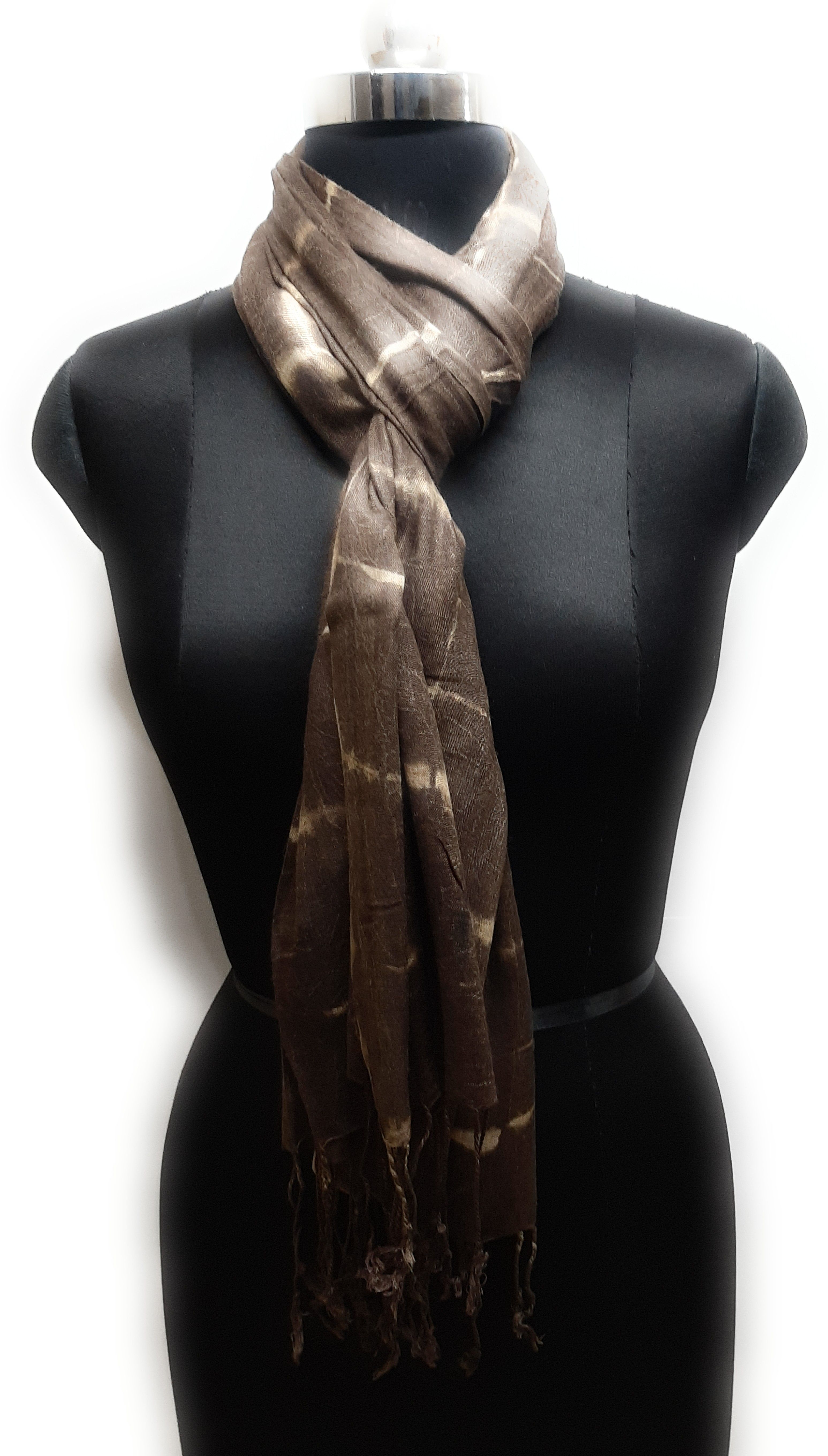 javinishka Checkered Rayon Men Brown Scarf-picture-2