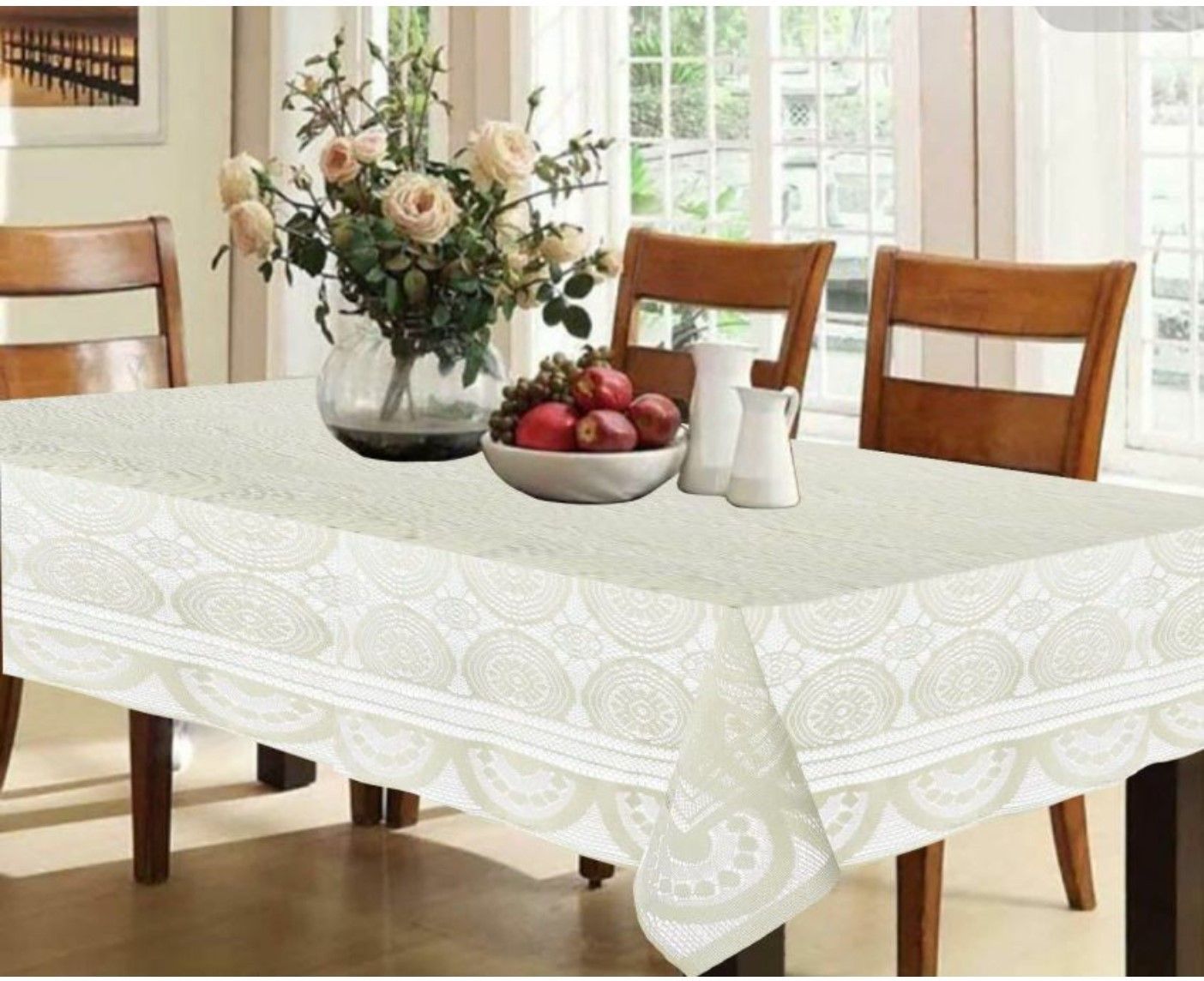 delhi pvc corp Polyester 4 Seater Self Design Table Cover-picture-14
