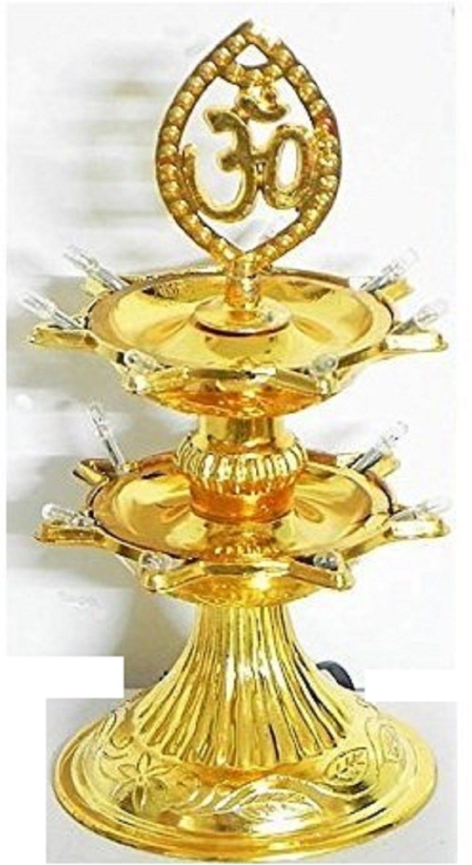 myra Electric Gold LED Buld Light Diya (2 Layer) Plastic Table Diya-picture-12