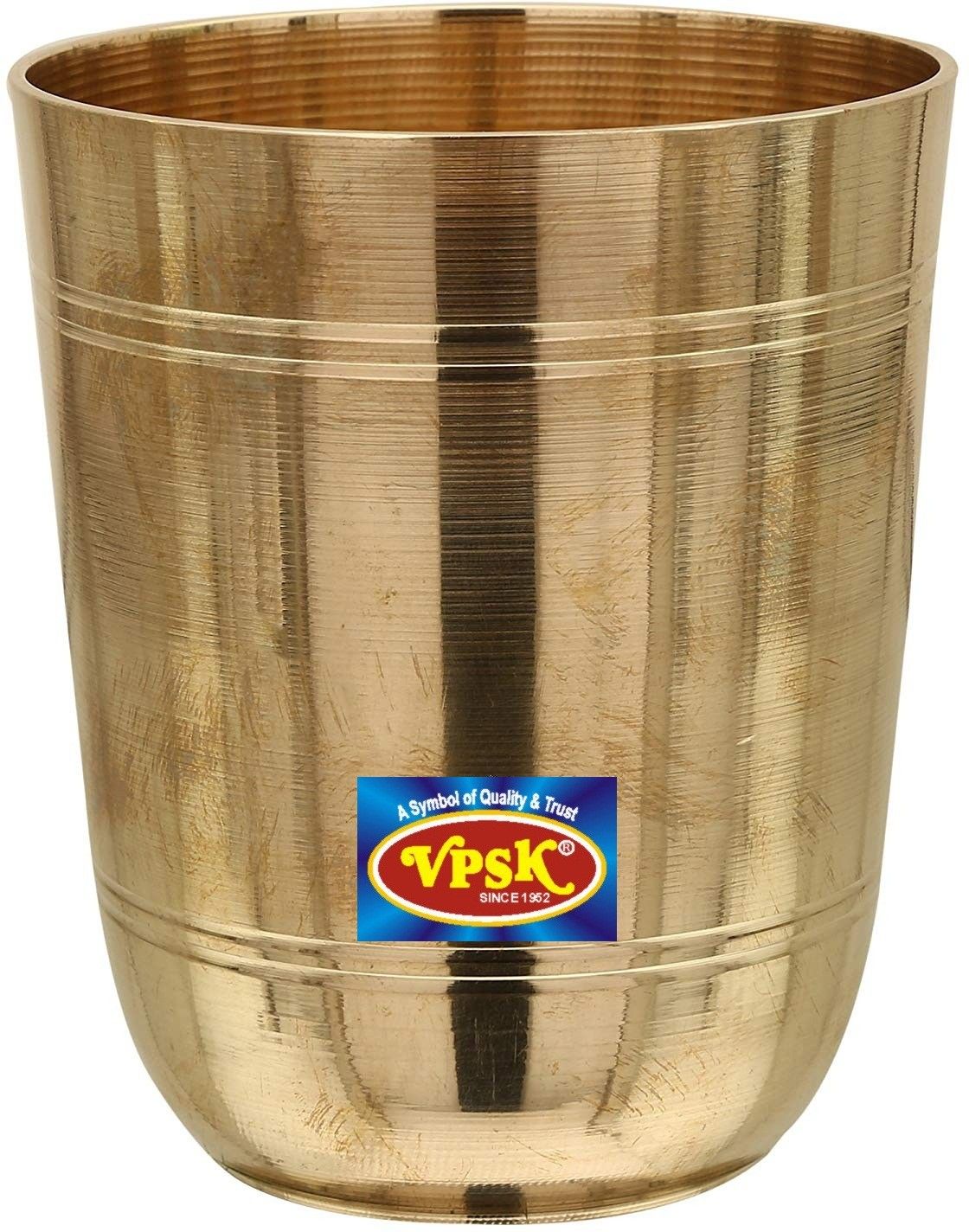 Heavy Handmade Bronze/Kansa Glass Tumbler for Ayurvedic Health Benefits(100% Pure kansa guarntee) Set of 1 PCS Glass Tray Set