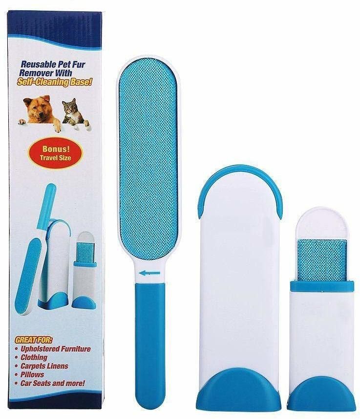 DOGSTAR 2-Pieces Double-Sided Lint Brush, Pet Hair Remover for Furniture, Clothes, Blue and White Slicker Brushes forDog, Cat-picture-13