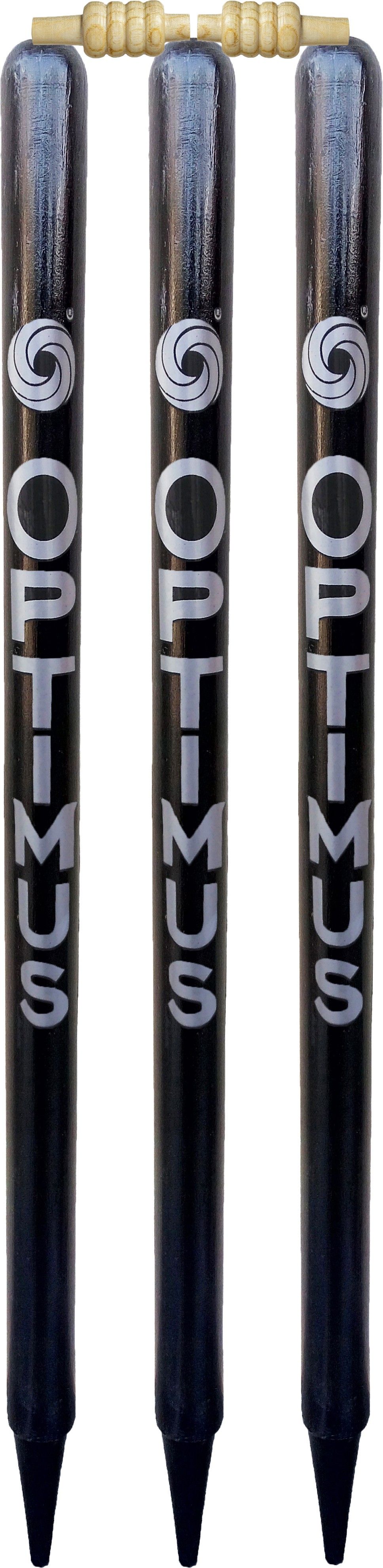 ® Cricket Wooden Stumps Wickets Full Size (Eucalyptus Heavy Wood) Set of 3-Black-image-12