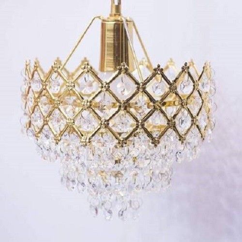 lk store Crystal Gold polish metal 160mm chandelier hanging ceiling pendant jhoomer Chandelier Ceiling Lamp-picture-15