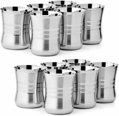 jsrgold Stainless Steel Glasses Set of 12 For Water Glass Set Water/Juice Glass image 1