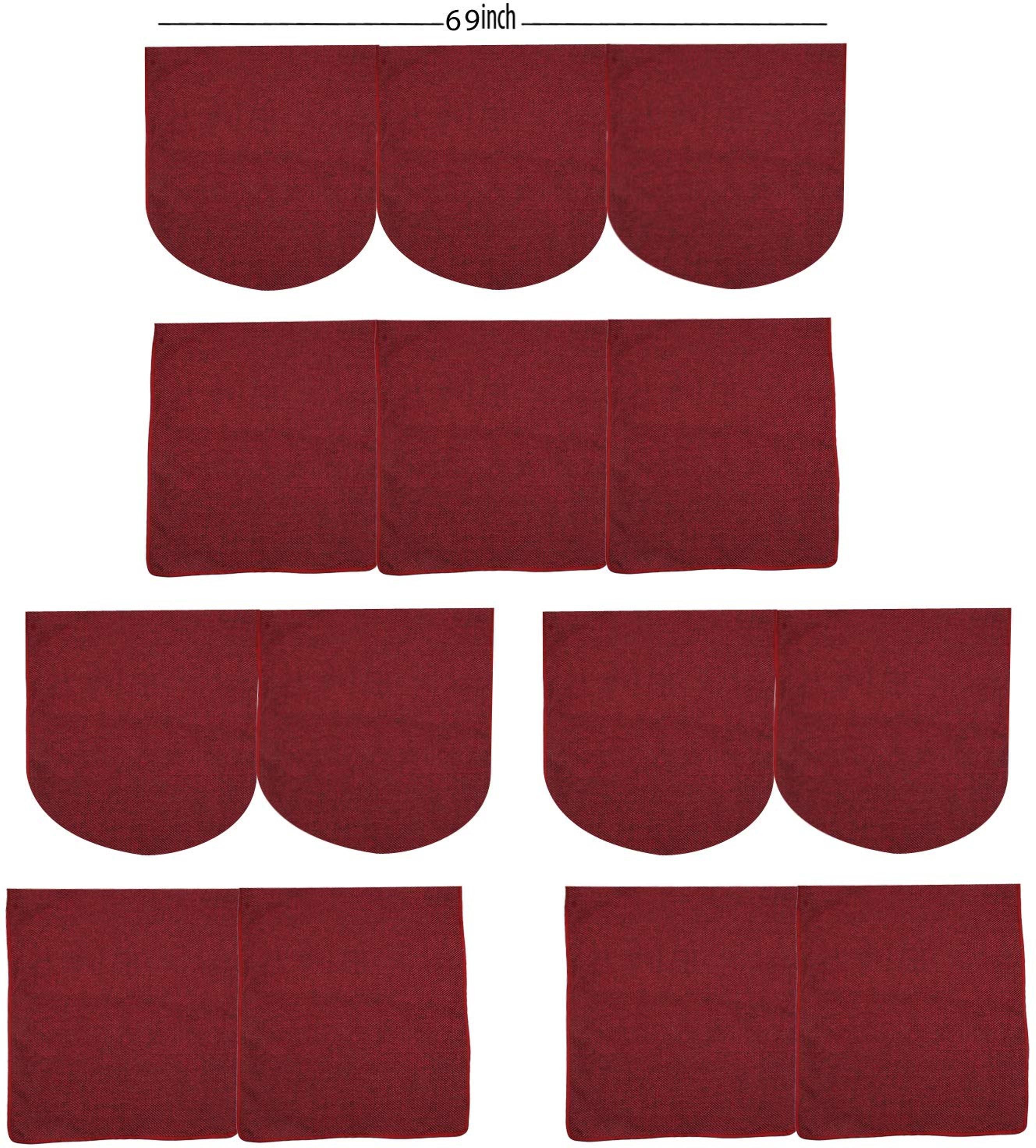 Plain Jute Maroon Plain Jute Sofa Cover (Maroon Set of 6 Pcs for 7 Seater Sofa) Sofa Fabric-image-1
