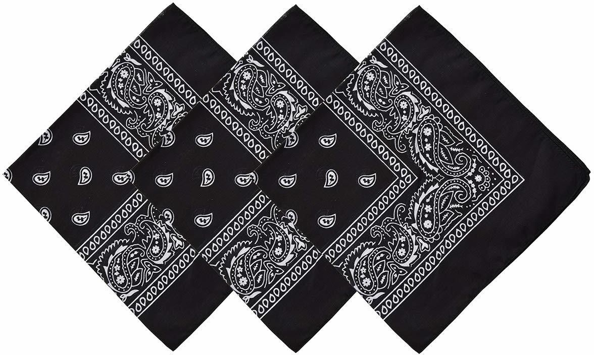 PAROPKAR handkerchief 22 X 22 Inch 100% Cotton Novelty Double Sided Print Paisley Cowboy handkerchief Party Favor Scarf handkerchief ["Black"] Handkerchief-image-11