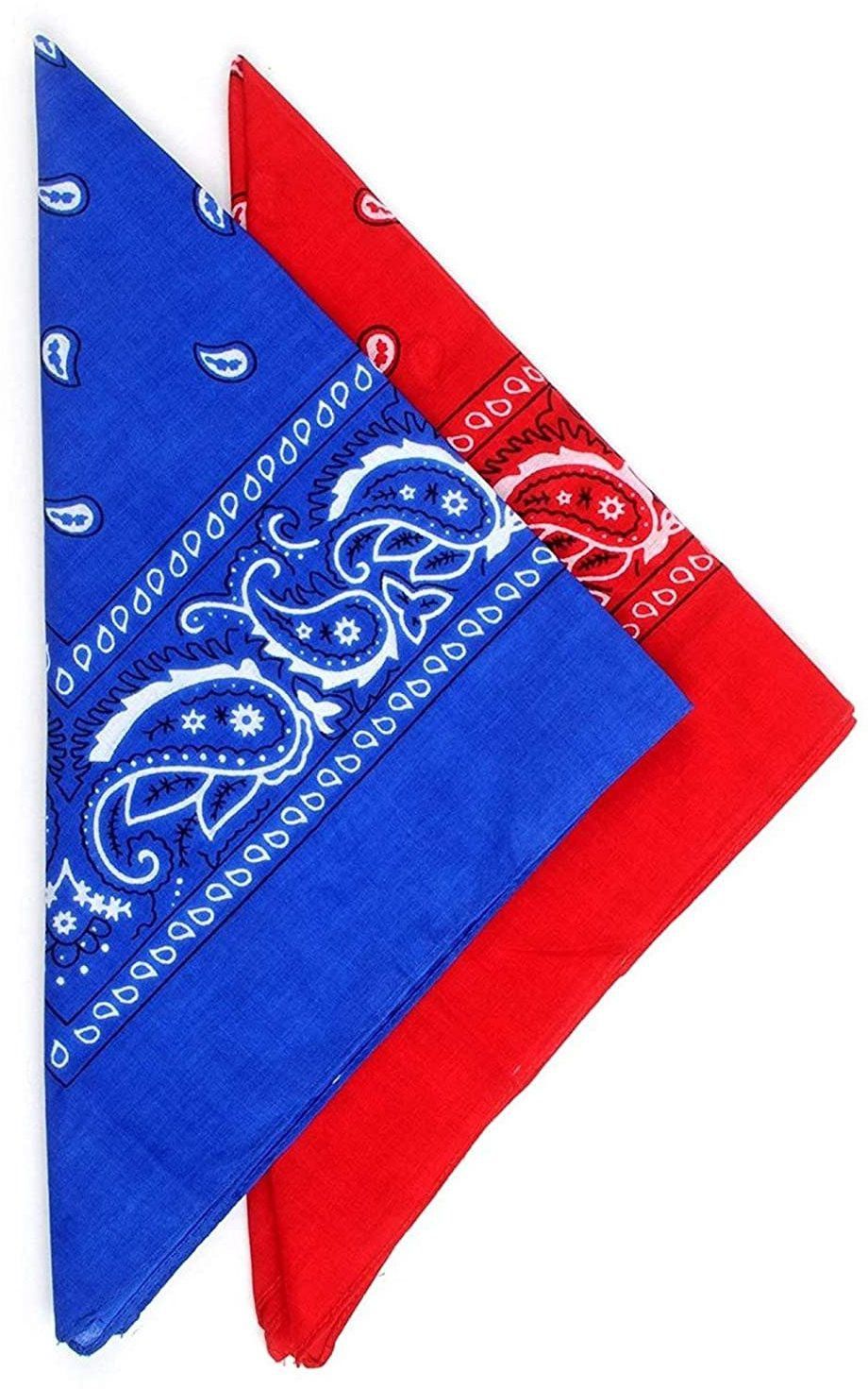 PAROPKAR Bandanas 22 X 22 Inch 100% Cotton Novelty Double Sided Print Paisley Cowboy Bandana Party Favor Scarf Headband Handkerchiefs ["Royal Blue Red"] Handkerchief-image-3
