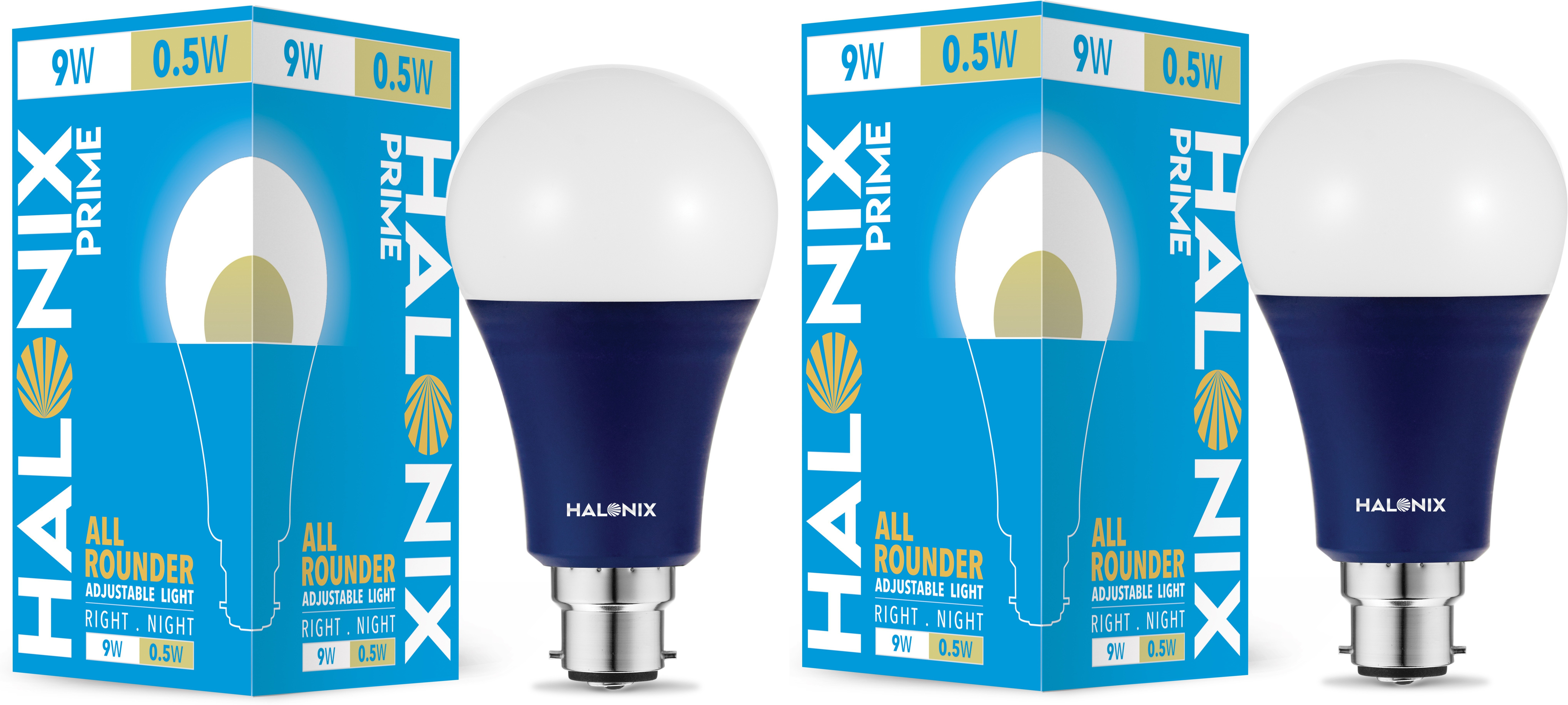 halonix 9 W, 0.5 W Basic Round B22 LED Bulb image 1