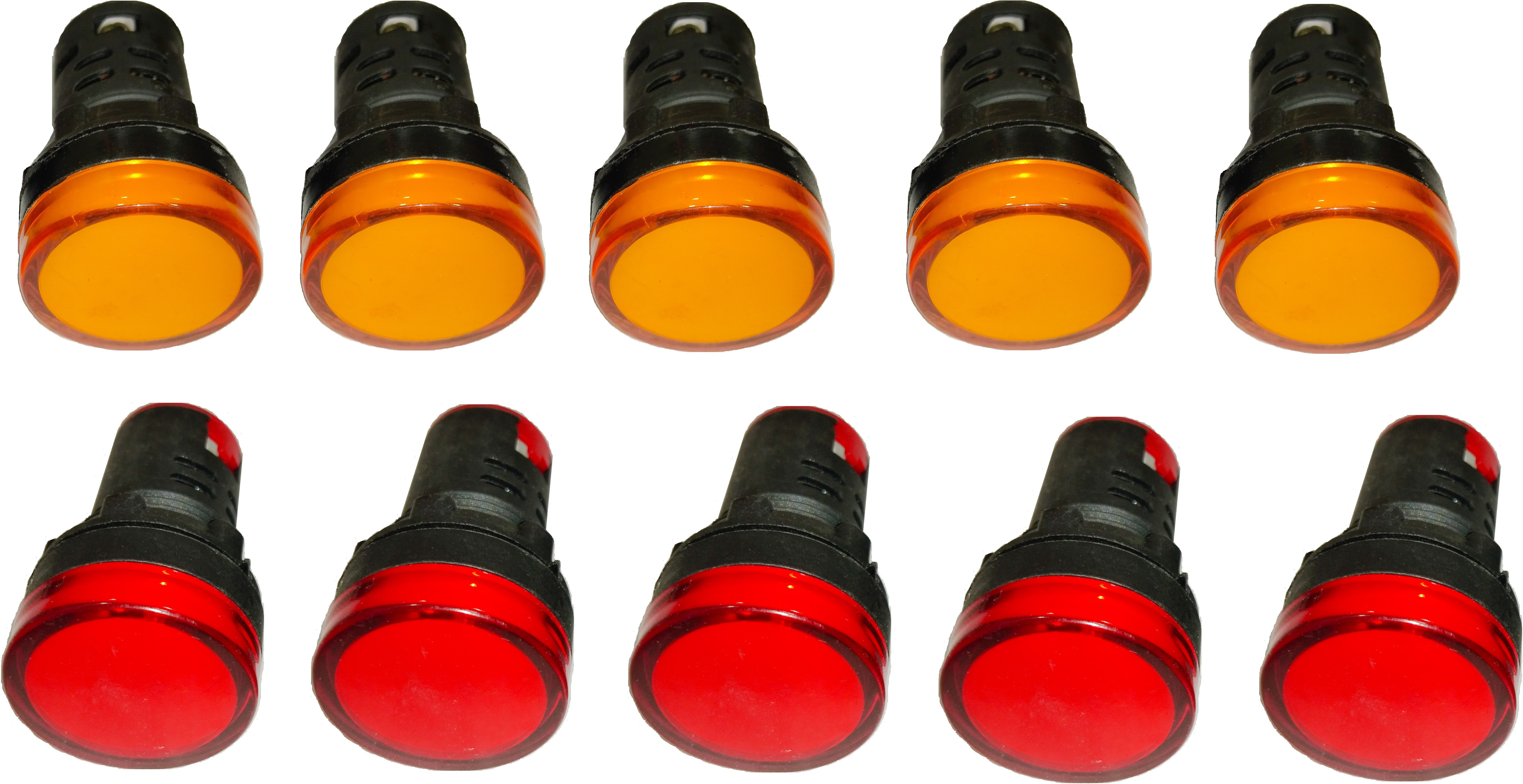 m s control 22.5 mm panel indicator 5 set ( Red , Yellow) Digital Voltage Tester image 1