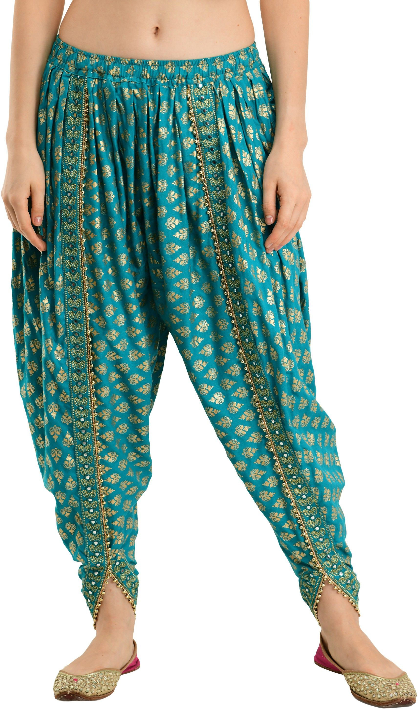 Arowaana Green Printed Rayon Fabric Women Dhoti Printed Women Dhoti