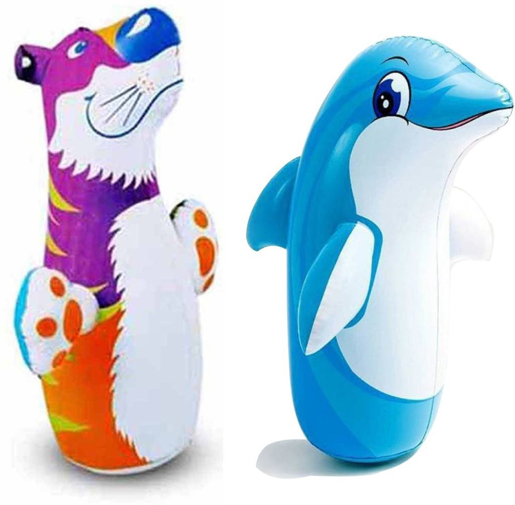 vallabh Combo Bop & Dolphin Shape 3-D Punching Hit Me Bag, Multi Color Inflatable HitMe Toys (Multicolor) Inflatable HitMe Toys image 1