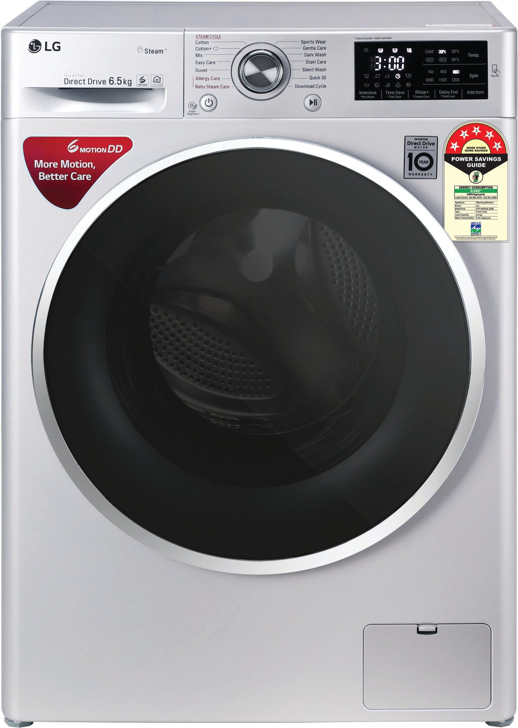lg 6.5 kg with Inverter Fully Automatic Front Load with In-built Heater Silver-picture-13