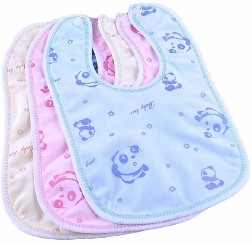 Baby Button Bibs Apron for Feeding and Drooling Cute Animated Print with Tich Button Double Layered Waterproof (Pack of 3)-image-43
