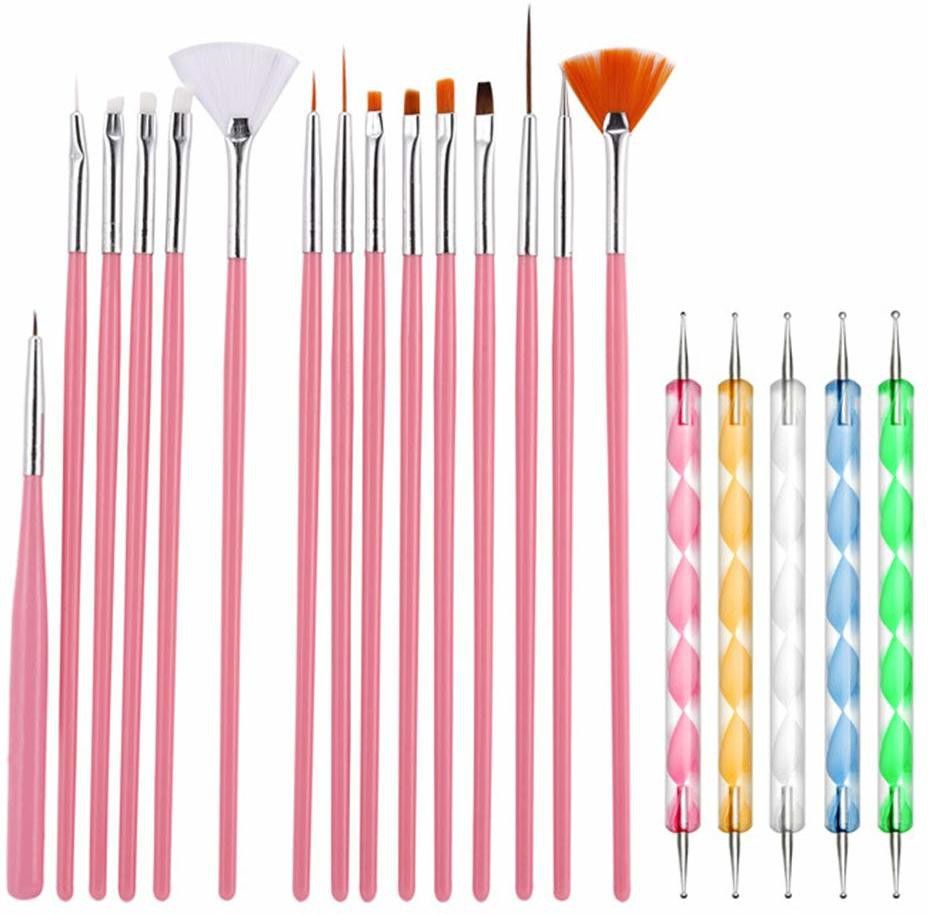 Nail Art Design Tools, 20Pcs Nail Art Supplies Nail Art Pens Kit with 15pcs Painting Brushes Set and 5pcs Dotting Pens-image-1