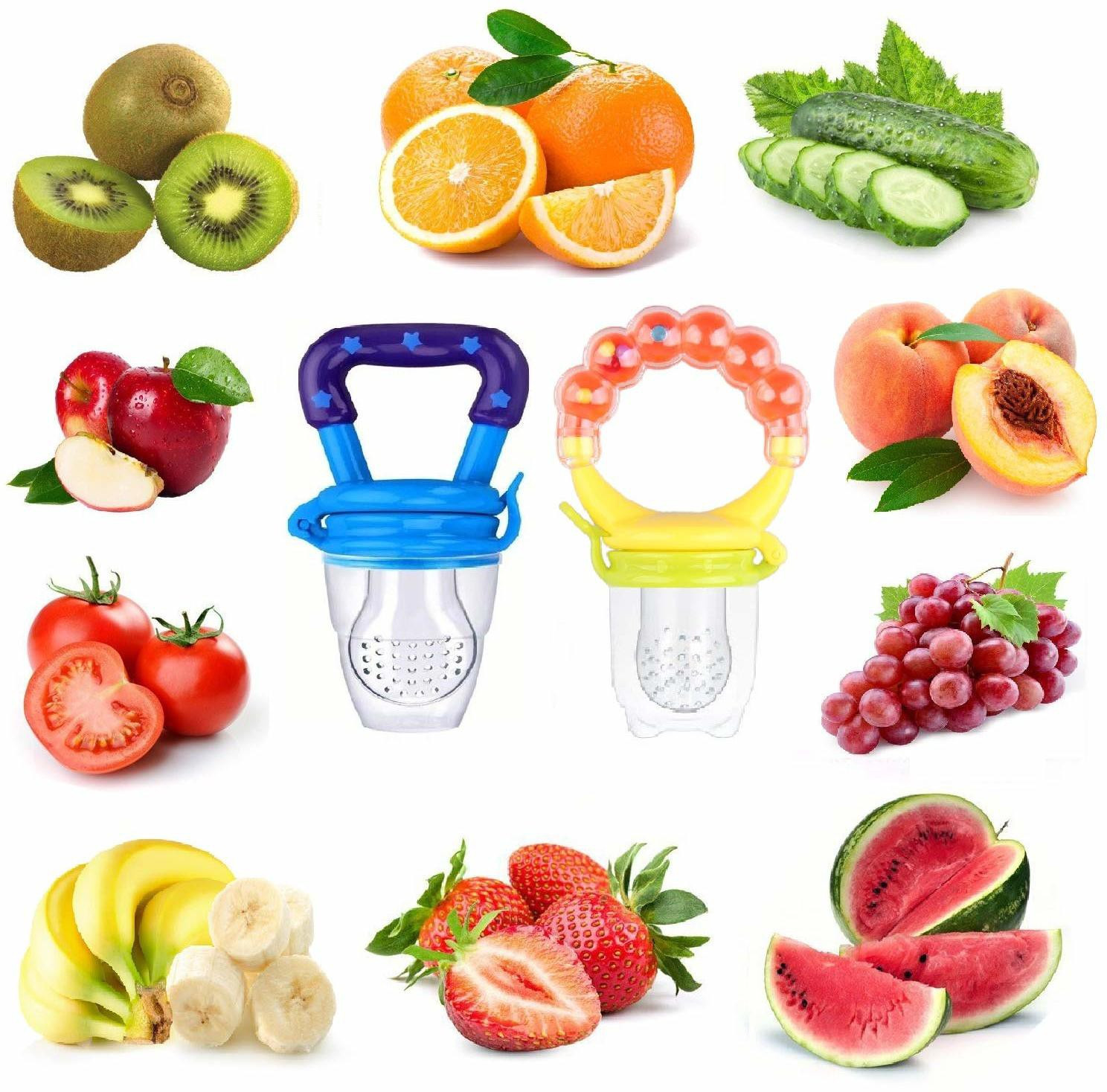 smilykid Baby Fruit nibbler with rattle and Feeding bottle with spoon for kids Feeder image 1