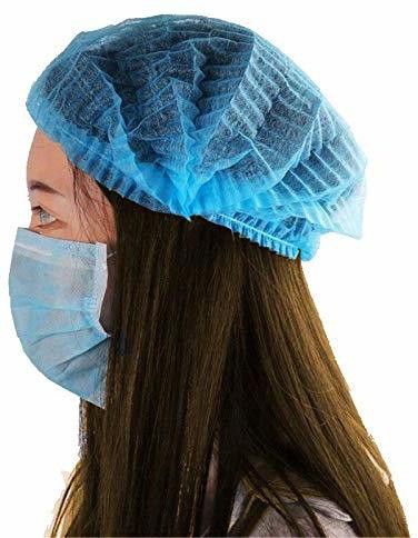 kodenipr club Disposable 100 Pieces Disposable Stretchable Blue Bouffant Caps/Cooking Caps/ Chef Hat-picture-15