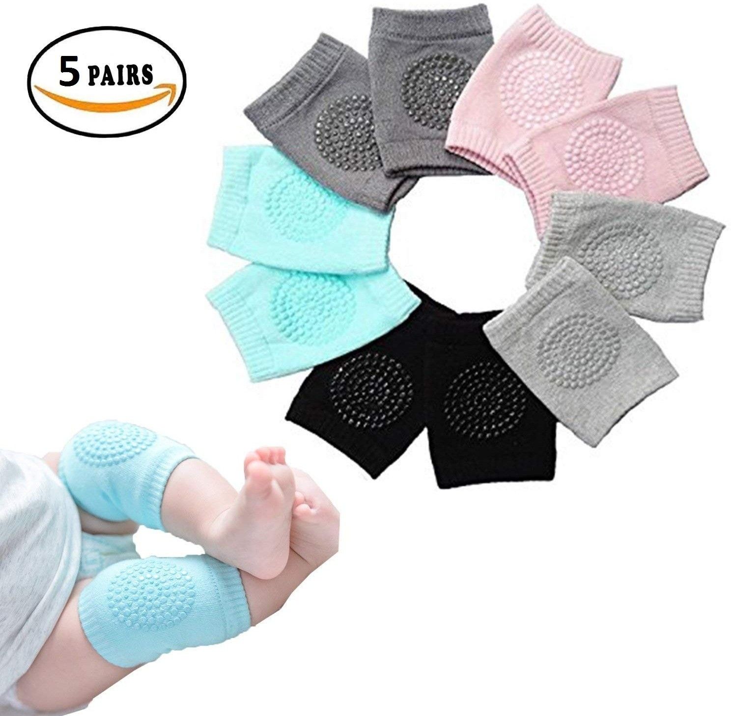 Baby Boys and Girls Knee Pads for Crawling Anti-Slip Padded Stretchable Soft Comfortable Knee Cap Elbow Safety Protector for All Season Multicolor Baby Knee Pads-image-42