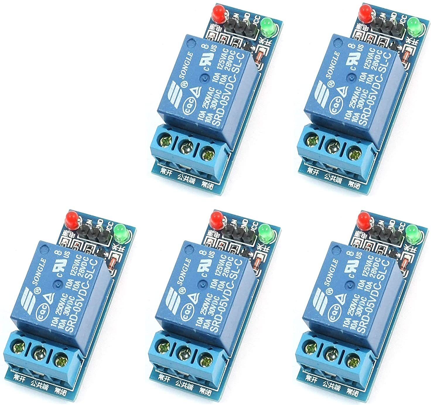 5v relay one channel 5v relay module ( Pack of 5 ) Power Supply Electronic Hobby Kit-image-7