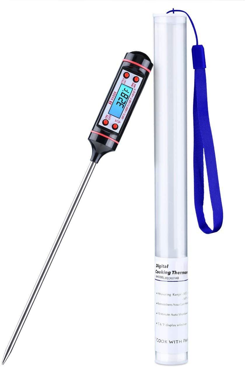 Portable Stainless Steel Probe Cooking Thermometer Baking Temperature Measurement Food Liquid Paste Oil Milk Tea Category Beer (Black) -50° to 300°C Pen Type TP-101 Barbecue BBQ Gas Oven Electronic Tester Meter Sensor Digital Instant Read Thermocouple Kitchen Thermometer with Fork Kitchen Thermometer