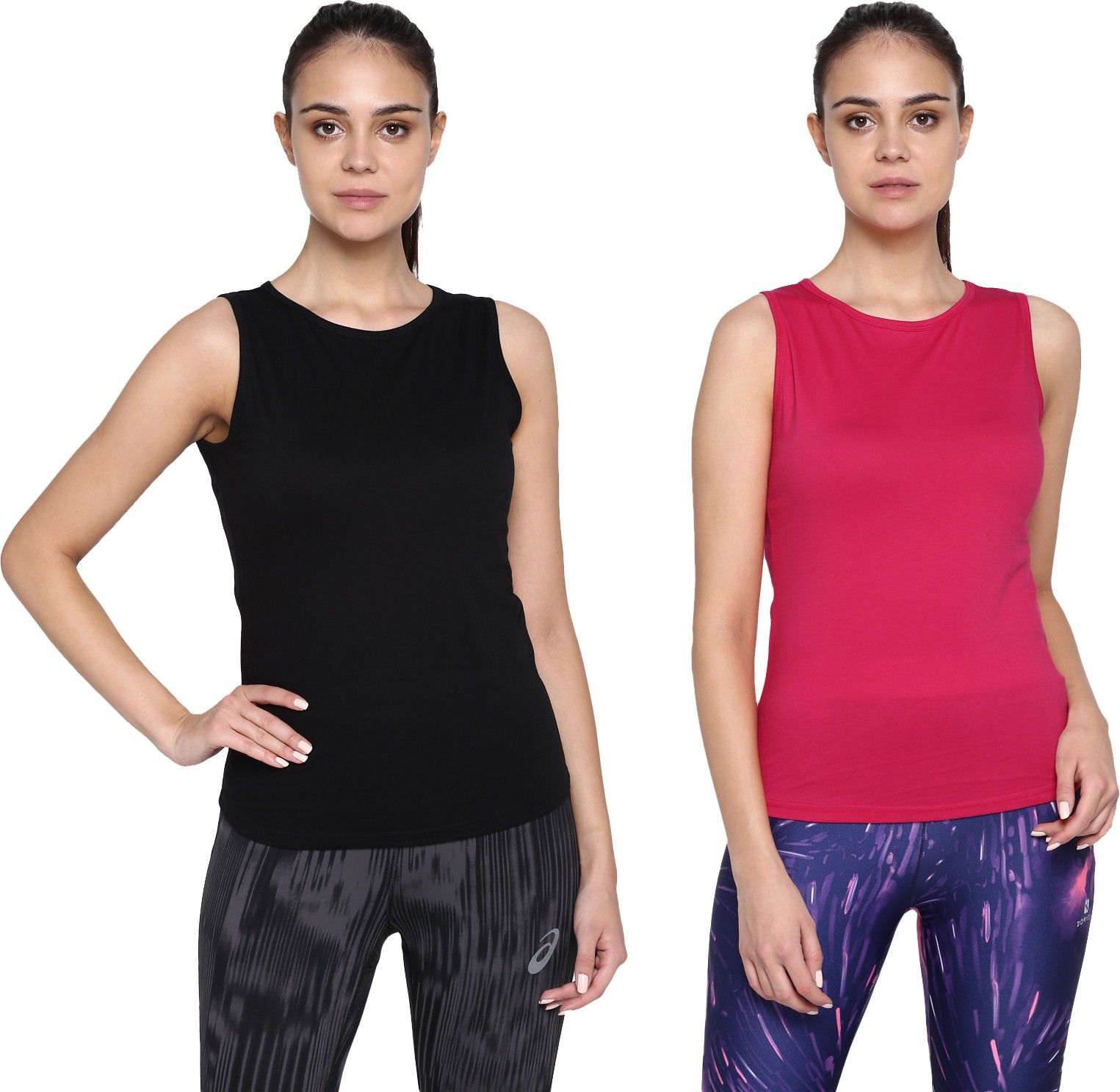 ap'pulse Pack of 2 Women Solid Round Neck Pure Cotton Black, Pink T-Shirt-picture-4