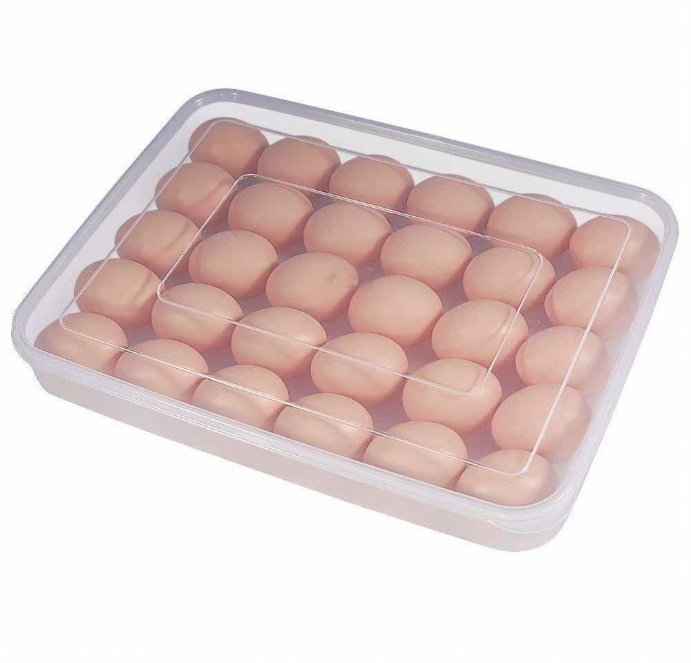24 Grids Plastic Egg Box Container Holder Tray for Fridge with Lid for 2 Dozen 24 Eggs Storage Box With Lid for 24 Eggs Container Plastic Egg Separator (Clear, Pack of 1) Plastic Egg Separator Set
