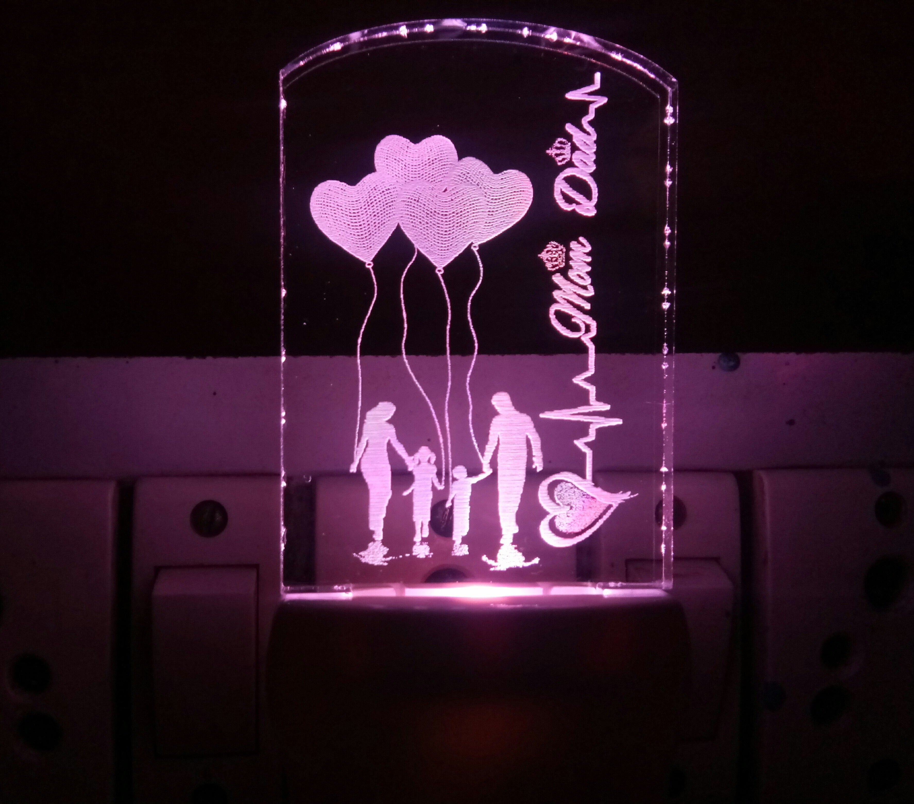 3D Illusion LED Light Night Lights for 7 Colors Led Changing Lighting Bedroom Decoration Decorative Lighting Gifts for Boys Girls Kids Baby Friends MOM DAD LOVE WITH FAMILY Night Lamp ( 5 cm, Multicolor ) Night Lamp