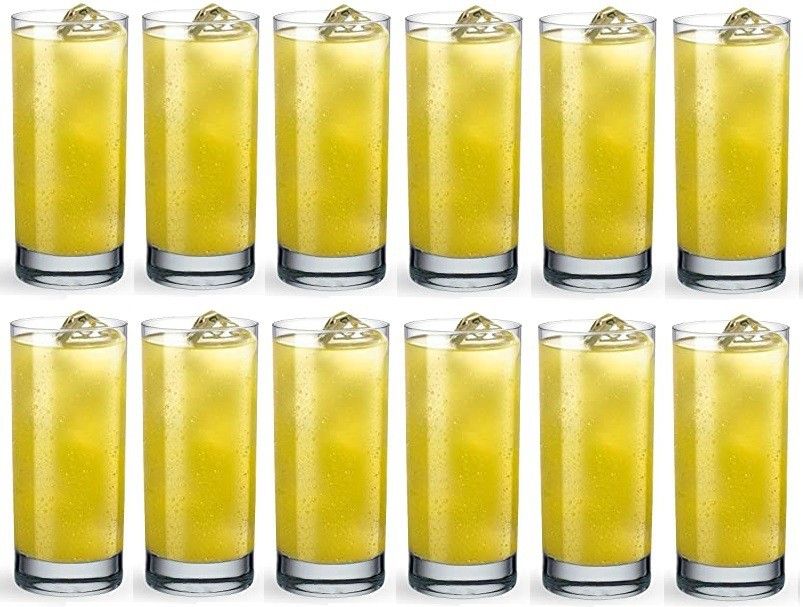 (Pack of 12) Highball Crystal Clear Heavy Base Tall Bar Drinking Glasses for Water, Juice, Beer, Wine, and Cocktails 300ml Glass Set Pack of (12) Glass Set Water/Juice Glass