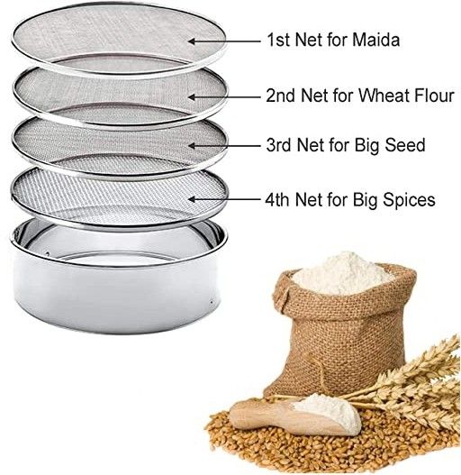 Stainless steel 4 in 1 interchangeable for Wheat Rice Atta Maida Sieve