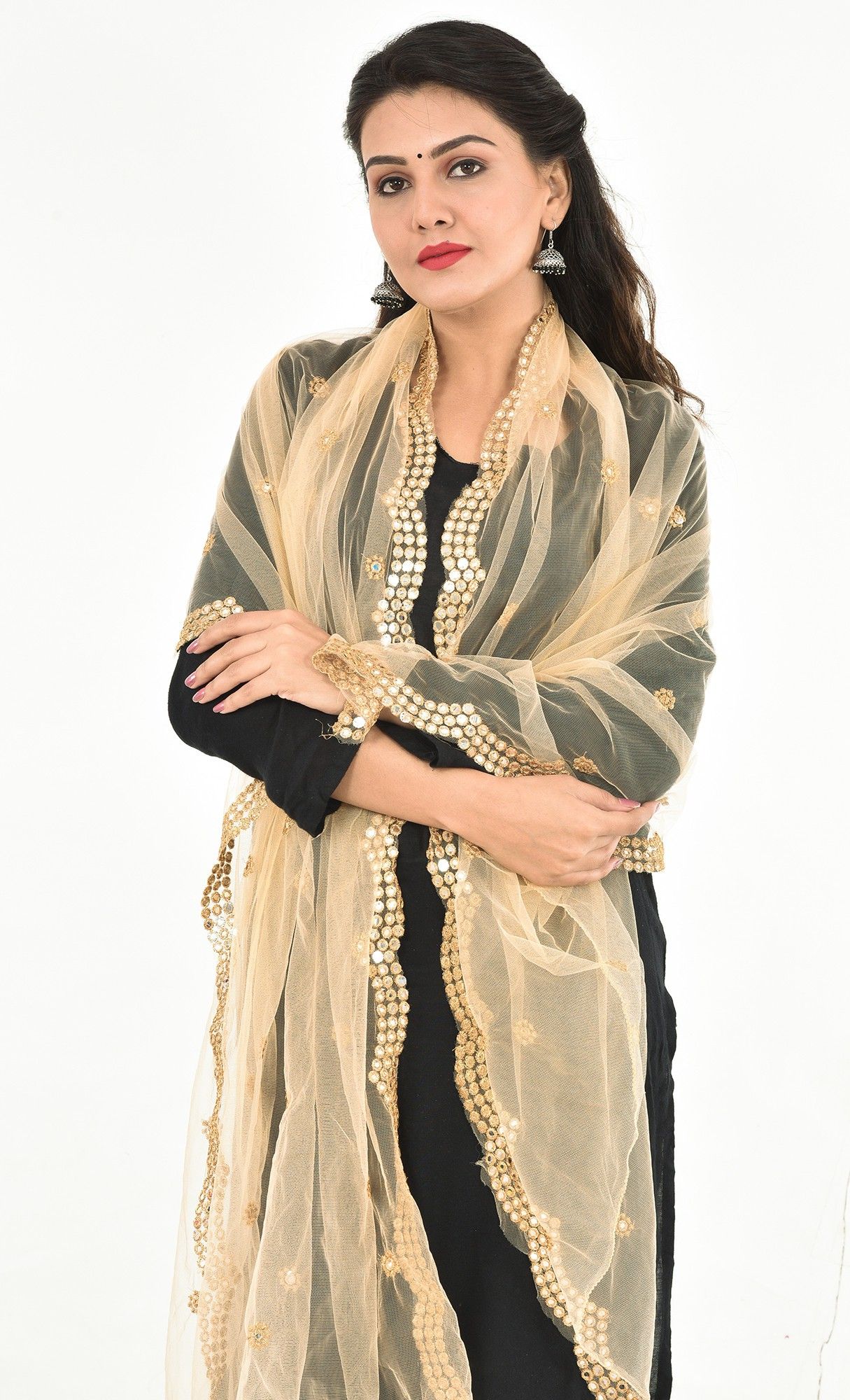 youthquake Net Embellished Gold Women Dupatta-picture-33