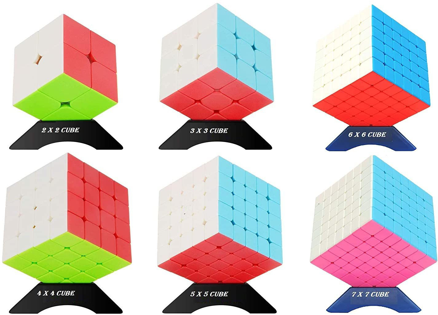 authfort Complete Moyu & YJ Cube Set of 2x2 3x3 4x4 5x5 6x6 7x7 High Speed Stickerless Magic Puzzle Cube image 1