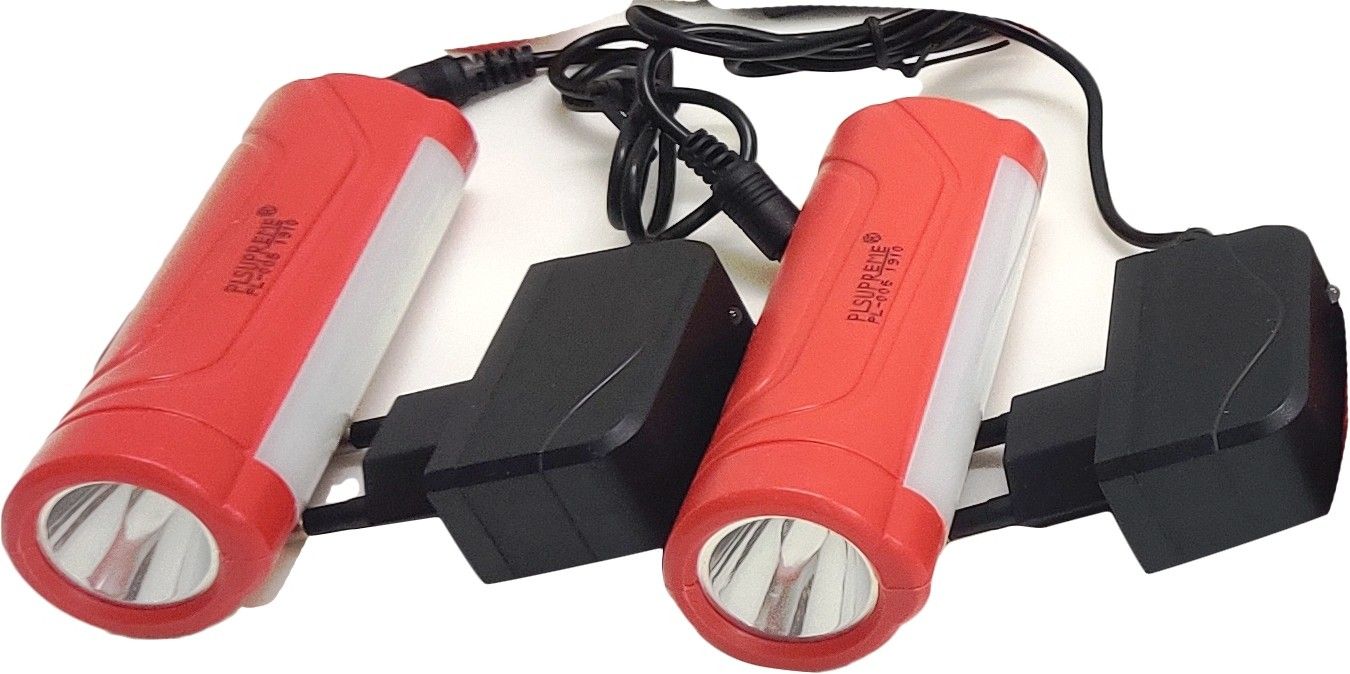Combo Of 2 Pcs PL-006 3 Watt LED Rechargeable Torch With 1400 mAh Lithium Battery-Red Torch-image-42