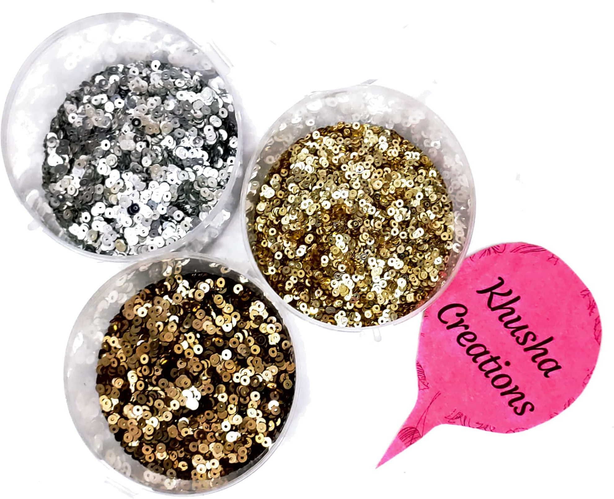 khusha creations Sequins/Sitara combo of Golden , Silver and Copper color for Embroidery , Craft , Jewelery making , DIY , etc. (50 grams each : Total 150 grams )-picture-28