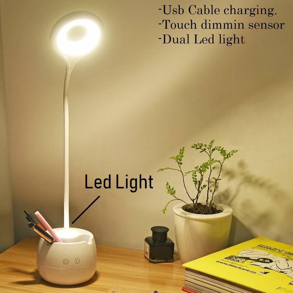 Rechargeable Study Desk Light with 3 Shades Touch Control Light Advanced Pen and Mobile Holder Design Study Lamp-image-31