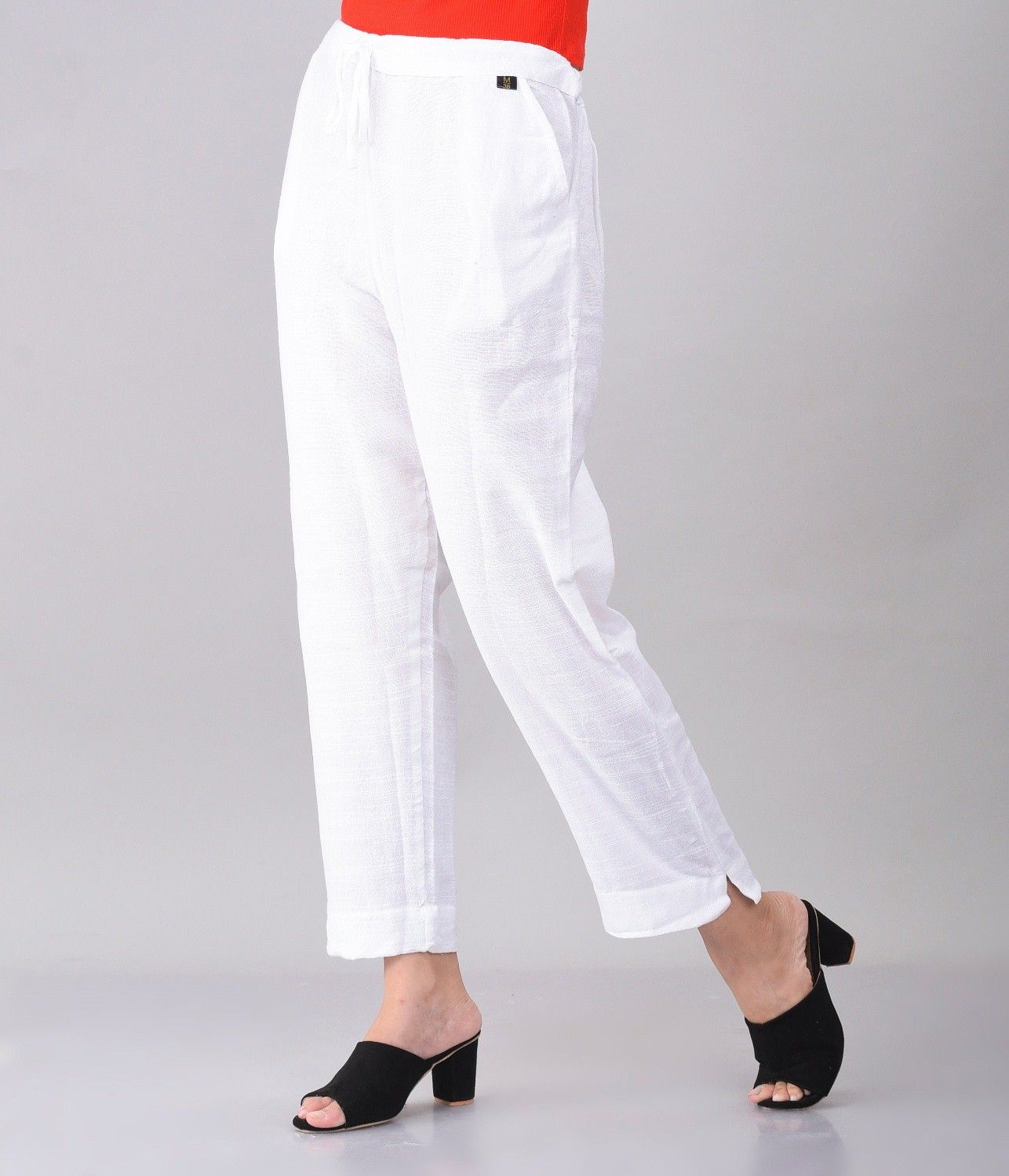 heaven art Women Regular Fit White Cotton Blend Trousers-picture-36