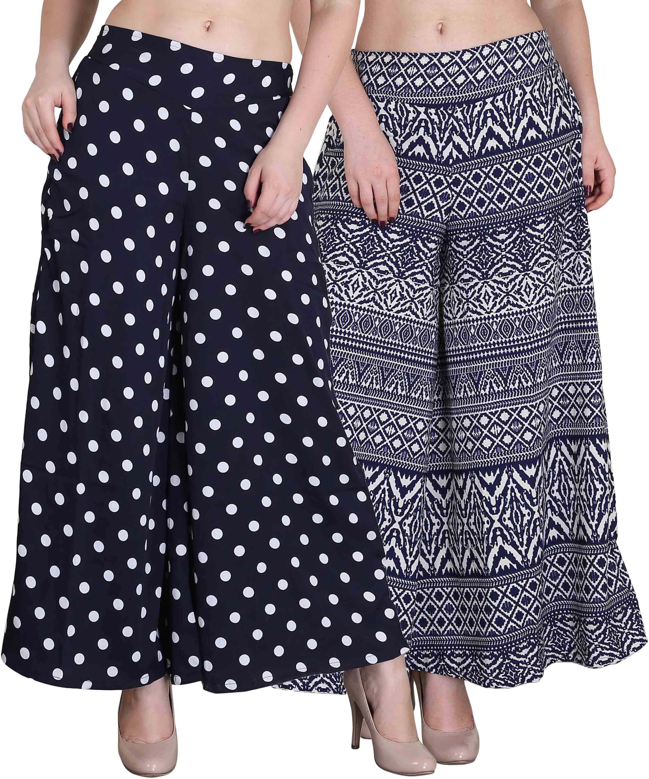 Pack of 2 Women Regular Fit Multicolor Crepe Trousers-image-20