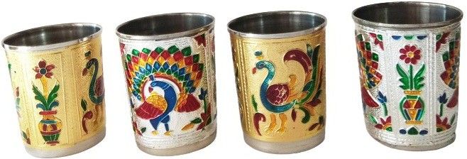 table dinner multicolor glass-silver gold set of 4 Glass Serving Set-image-15