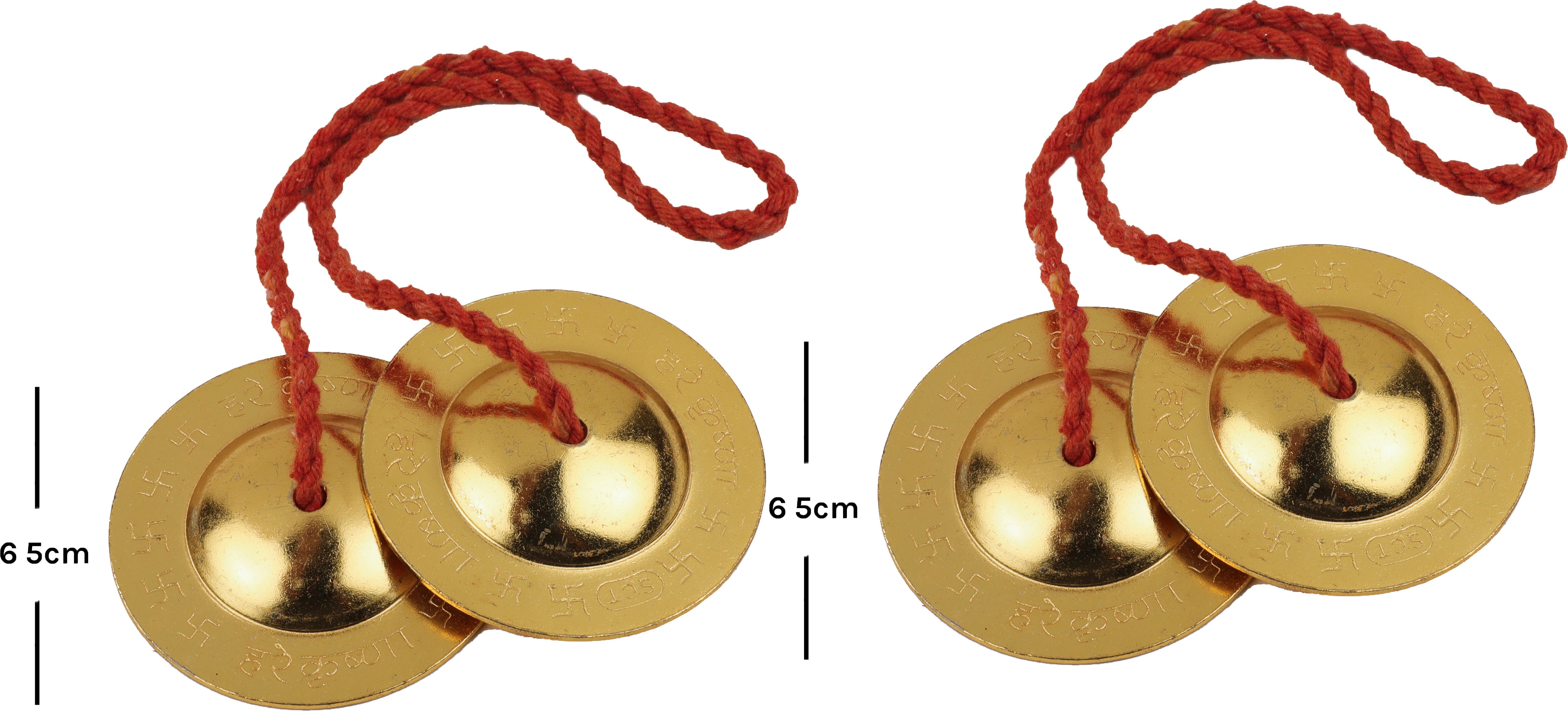 shri anand Iron Manjira Gold Color 6.5 cm Set of 2 Kartal Instrument-picture-13
