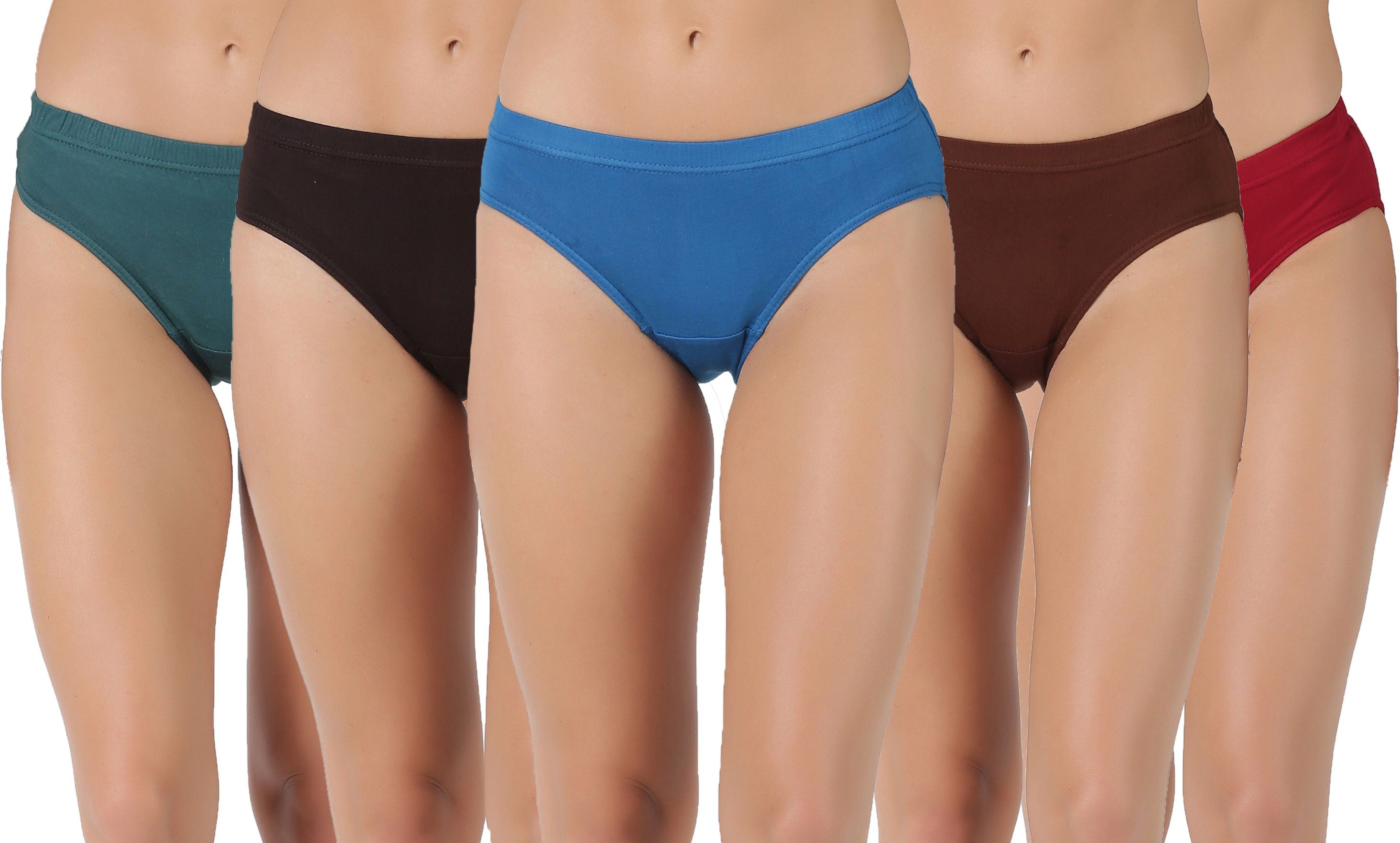 Pack of 5 Dollar Lehar Super Combed Cotton Women's Plain Solid Panty Women Hipster Multicolor Panty