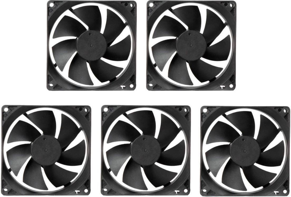 TechSupreme PACK OF 5 DC 12V Cooling Fan for PC Case 80X80X25MM Cabinet Fan 3.5-Inch Square Cooler-picture-27
