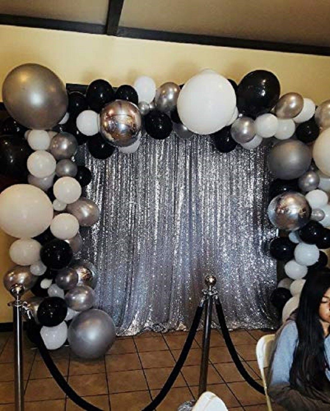 ablegate Solid Balloons Combo for Birthdays/Anniversaries/Baby-Showers and Parties Decoration and Celebration (Black,White and Silver)+2 silver curtain Balloon-picture-14