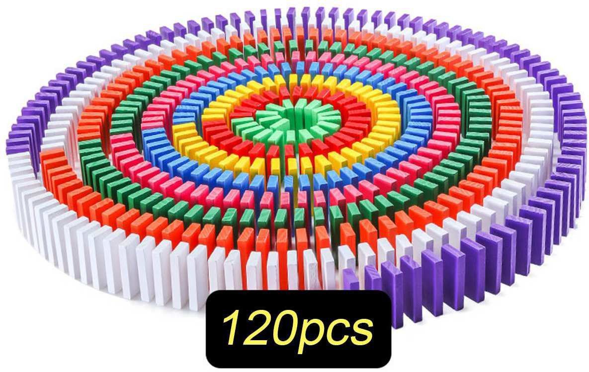 authfort 12 Colour Creative Wooden Domino Blocks for Model Building, Educational Toy, Board Game, 120pcs-picture-28
