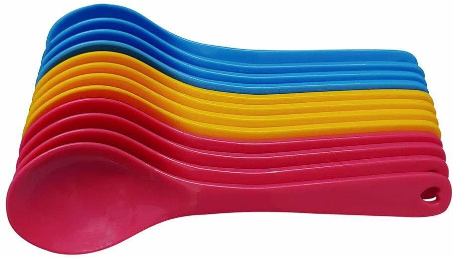 puthak Food Grade Plastic Premium Quality Multicolour Spoon Set of 12 Piece for Baby Feeding- Plastic-picture-1