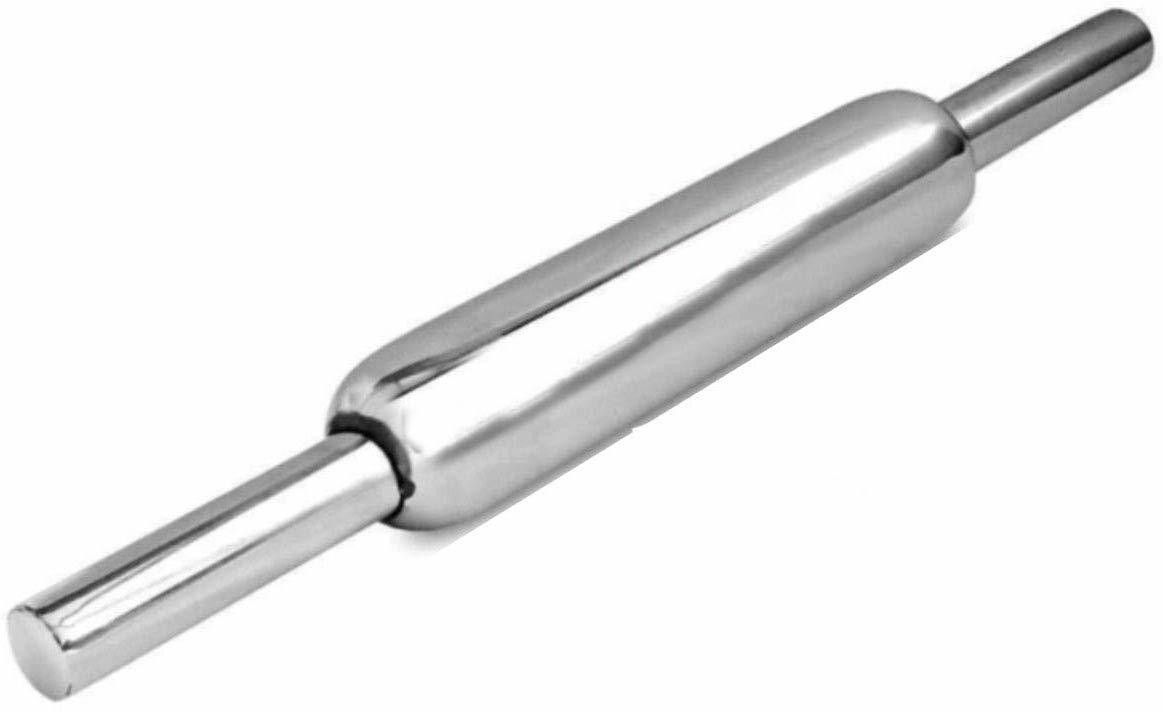 Stainless Steel -Chapati Roller Pin/Bakeware Roller Pin/Belan - 1 Pc Rolling Pin (Silver, Pack of 1)/Steel Belan, Rolling Pin for Kitchen/Stainless Steel Belan Kitchen Accessories Rolling Pin/Roller for Making Roti/Chapati , Papad , Thepla Rolling Pin