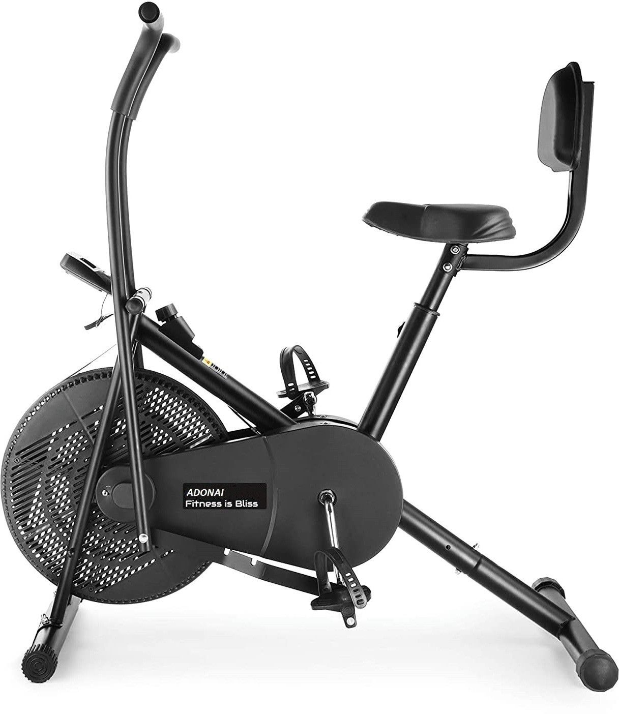 Upright Air Bike with Back Support Moving/Fix Arms for Cardio Full Body Workout Upright Stationary Exercise Bike