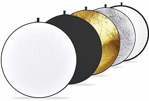 Zenko 42-inch / 110 cm 5 in 1 Collapsible Multi-Disc Light Reflector with Bag - Translucent, Silver, Gold, White and Black 110 cm Collapsible Reflector
